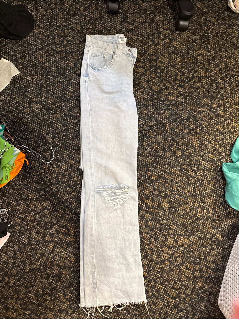 Princess Polly Light Blue Straight Leg Ripped Jeans